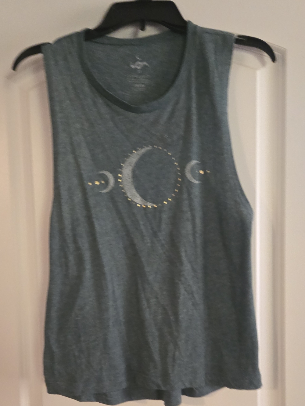 Neoclassics Teal Moon Phase Muscle Tee with Gold Accents
